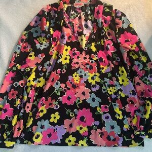 Kate Spade Black and Pink Floral Blouse